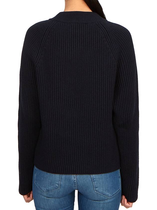 Logo Patch Wool Knit Top Night Blue - AMI - BALAAN 4