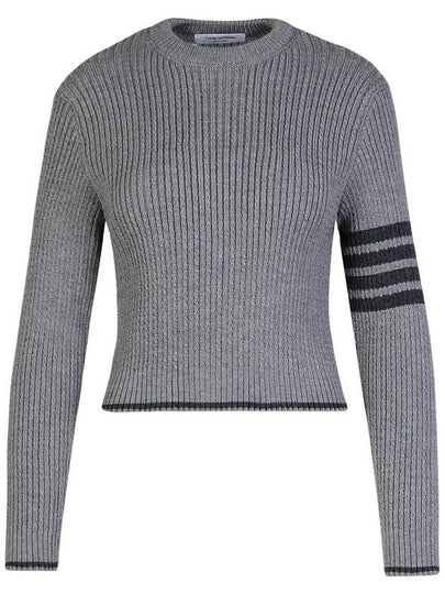 4 Bar Stripe Cable Knit Top Grey - THOM BROWNE - BALAAN 2