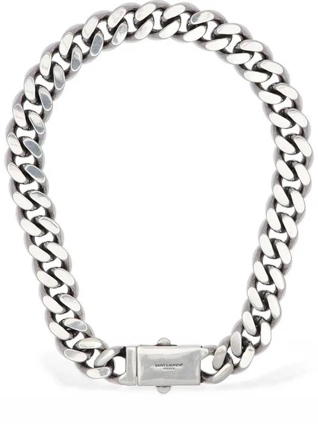 Logo Toggle Buckle Chunky Chain Link Silver Tone Necklace Necklace - SAINT LAURENT - BALAAN 1