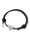 Triangle Logo Leather Bracelet Black - PRADA - BALAAN 1