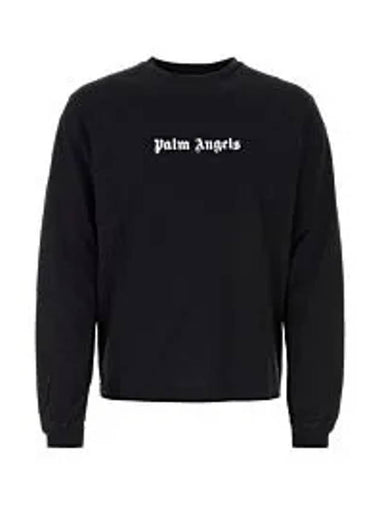 Classic Logo Long Sleeve Slim Sweatshirt Black - PALM ANGELS - BALAAN 1