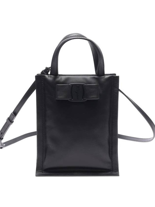 Viva Bow Mini Tote Bag Black - SALVATORE FERRAGAMO - BALAAN 2