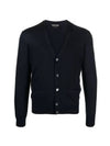 V-Neck Wool Cardigan Navy - TOM FORD - BALAAN 1