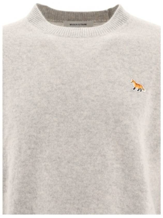 Baby Fox Patch Regular Knit Top Light Grey Melange - MAISON KITSUNE - BALAAN 4