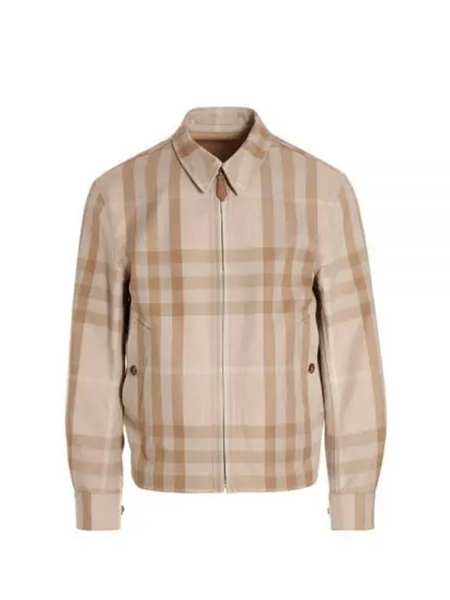 Men's Reversible Check Cotton Collar Zip-Up Jacket Beige - BURBERRY - BALAAN 2