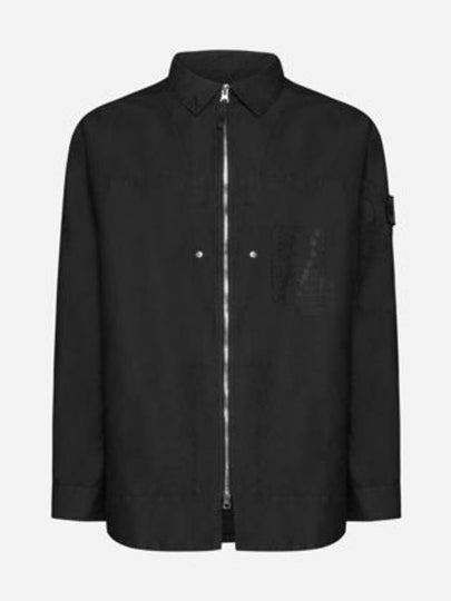 Shadow Project Hidden Badge Graphic Over Long Sleeve Shirt Black - STONE ISLAND - BALAAN 2