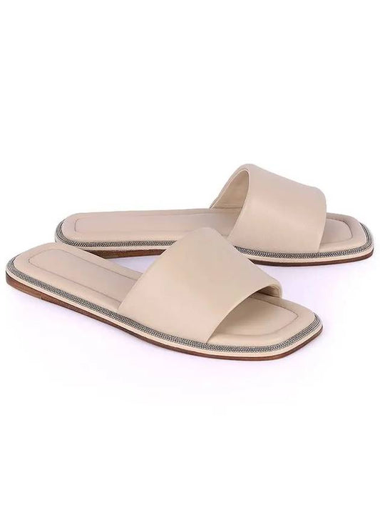 Women's Monili Slide Light Beige MZCWC2150 TZSKP C8238 - BRUNELLO CUCINELLI - BALAAN 1