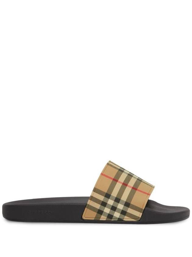 Vintage Check Print Slippers Black Beige - BURBERRY - BALAAN 2