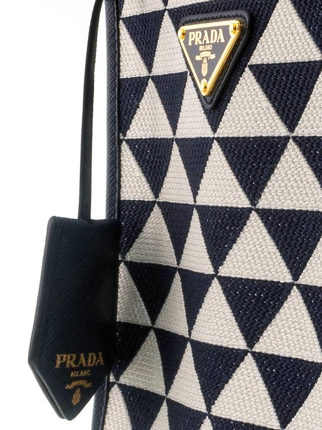 Symbol Embroidery Fabric Mini Bag Baltic Blue Chalk white - PRADA - BALAAN 6