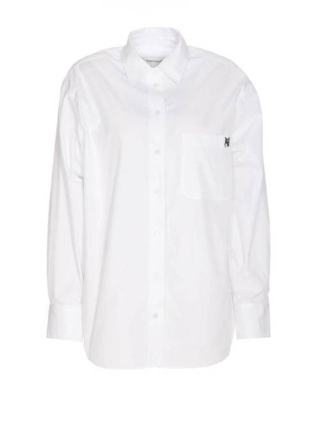 Chest Pocket Foxhead Patch Cotton Poplin Casual Shirt White - MAISON KITSUNE - BALAAN 2