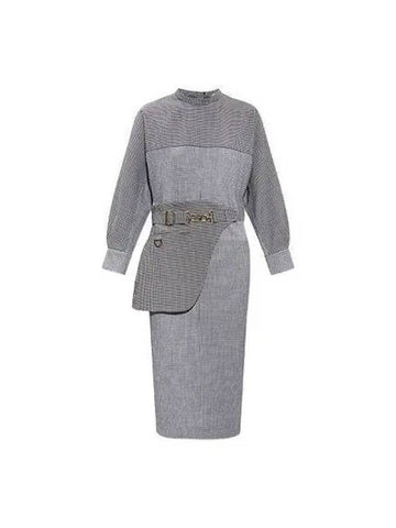 One piece check pattern belted gray - FENDI - BALAAN 1