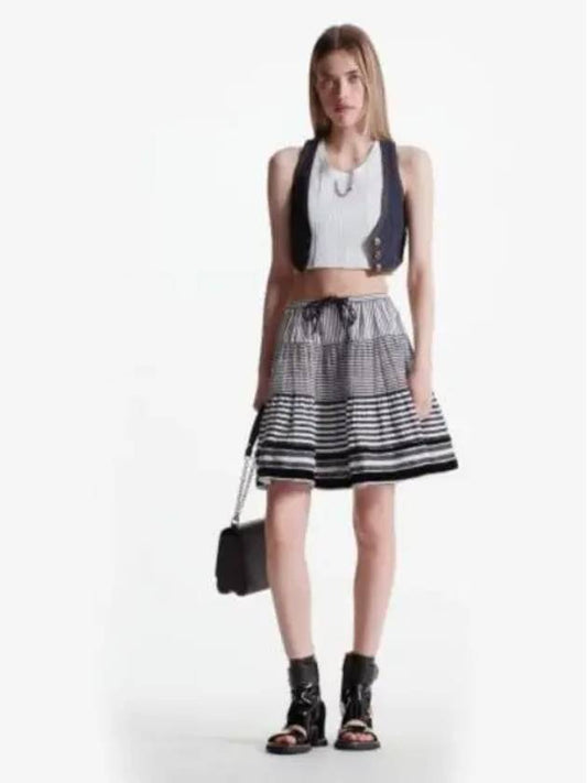 Mixed Stripe Tiered Mini Skirt 1ABCU4 - LOUIS VUITTON - BALAAN 2