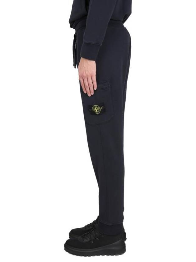 Men's Wappen Patch Cotton Fleece Track Pants Navy - STONE ISLAND - BALAAN 4