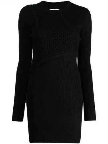 Feng Chen Wang Crochet Layered Rib Wool Dress 270911 - FENG CHEN WANG - BALAAN 1