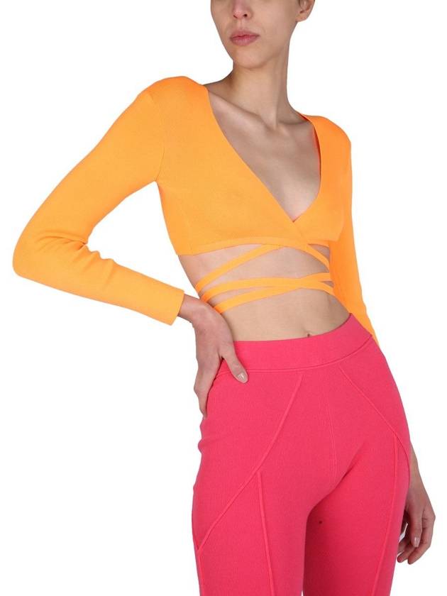 Women's Rib Crop Knit Top Orange - MSGM - BALAAN 5