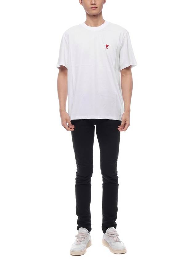 Small Heart Logo Short Sleeve T-Shirt White - AMI - BALAAN 4