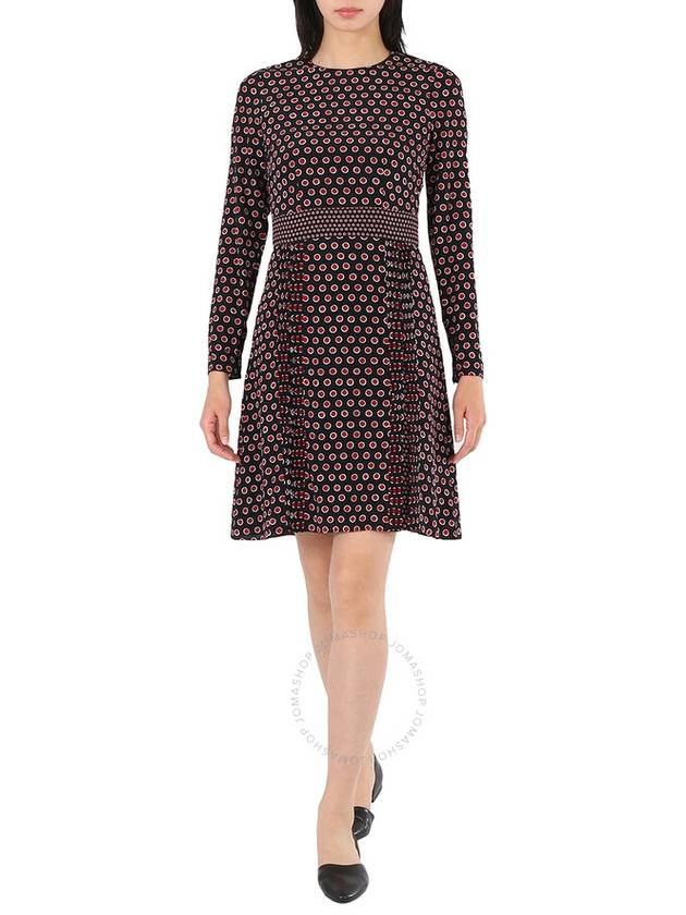 Women's Spot Print Silk Midi Dress Brown - BURBERRY - BALAAN 3