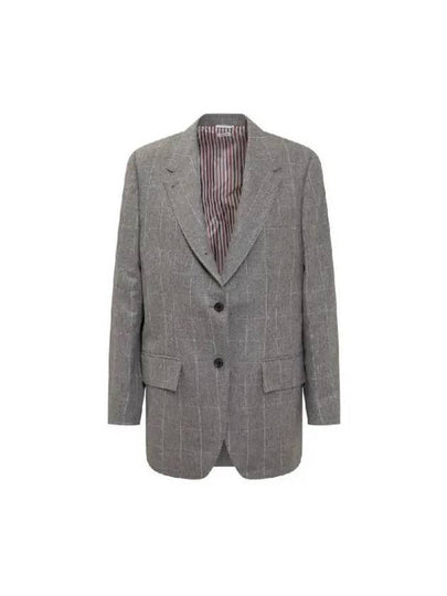 Women's Windowpane Flannel Side Split Sport Single Jacket Medium Grey - THOM BROWNE - BALAAN 2