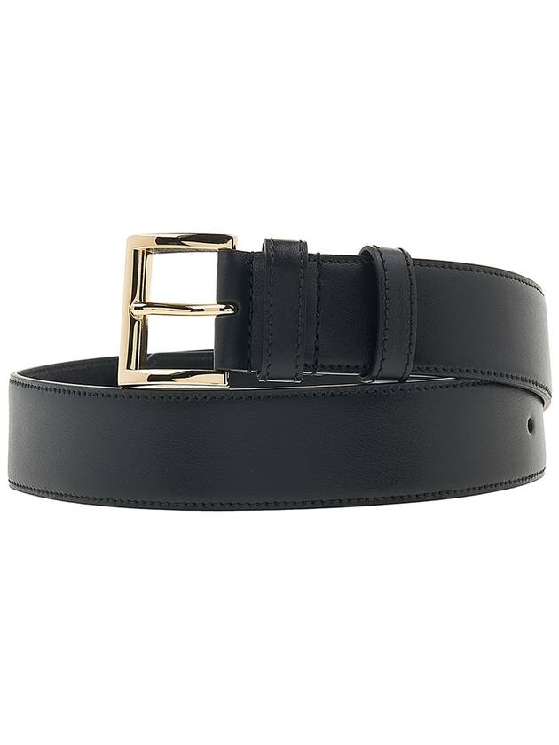 Triangle Logo Plaque City Leather Belt Black - PRADA - BALAAN 2