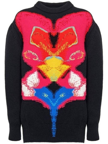 Orchid Intarsia Wool Sweater 758350Q1A6H - ALEXANDER MCQUEEN - BALAAN 1