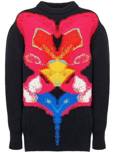 Orchid Intarsia Wool Sweater 758350Q1A6H - ALEXANDER MCQUEEN - BALAAN 1