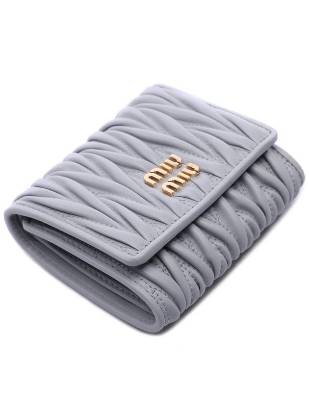 Matelasse Logo Nappa Leather Half Wallet Grey - MIU MIU - BALAAN 6