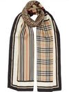 Monogram Stripe Silk Muffler Beige - BURBERRY - BALAAN 2