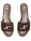 Baguette FF Logo Leather Slippers Mocha - FENDI - BALAAN 2