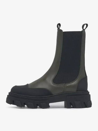 Leather Mid Chelsea Boots Khaki - GANNI - BALAAN 2