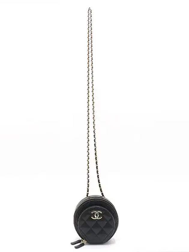 AP3922 Black color caviar round chain cross bag - CHANEL - BALAAN 4