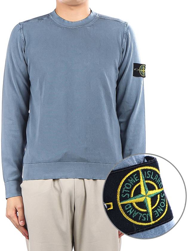 Waffen Patch Cotton Knit Top Blue - STONE ISLAND - BALAAN 2