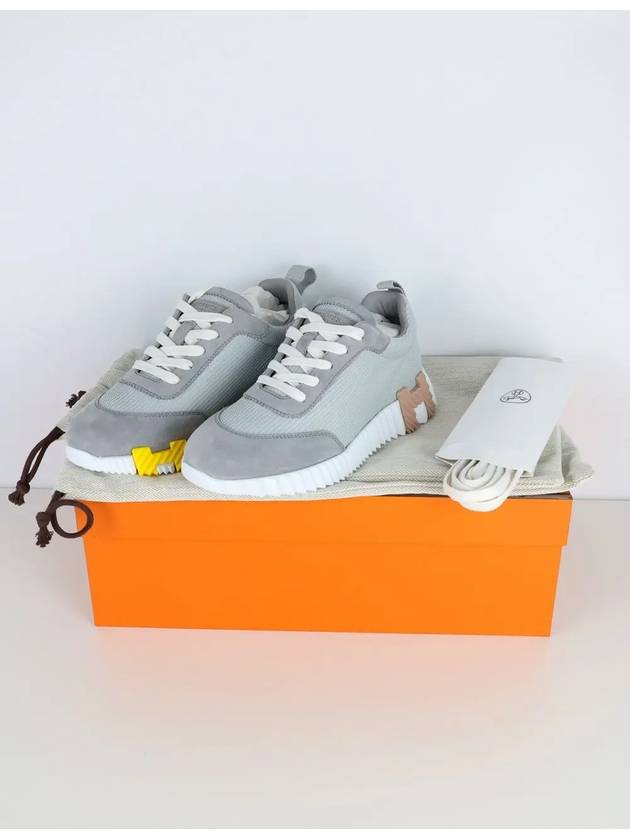 Bouncing Mesh Suede Goatskin Low Top Sneakers Gris Temperance - HERMES - BALAAN 7