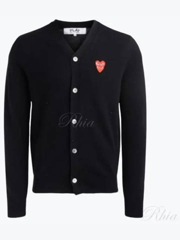 P1N076 1 Play Double Red Heart Waffen Men s Cardigan - COMME DES GARCONS - BALAAN 1