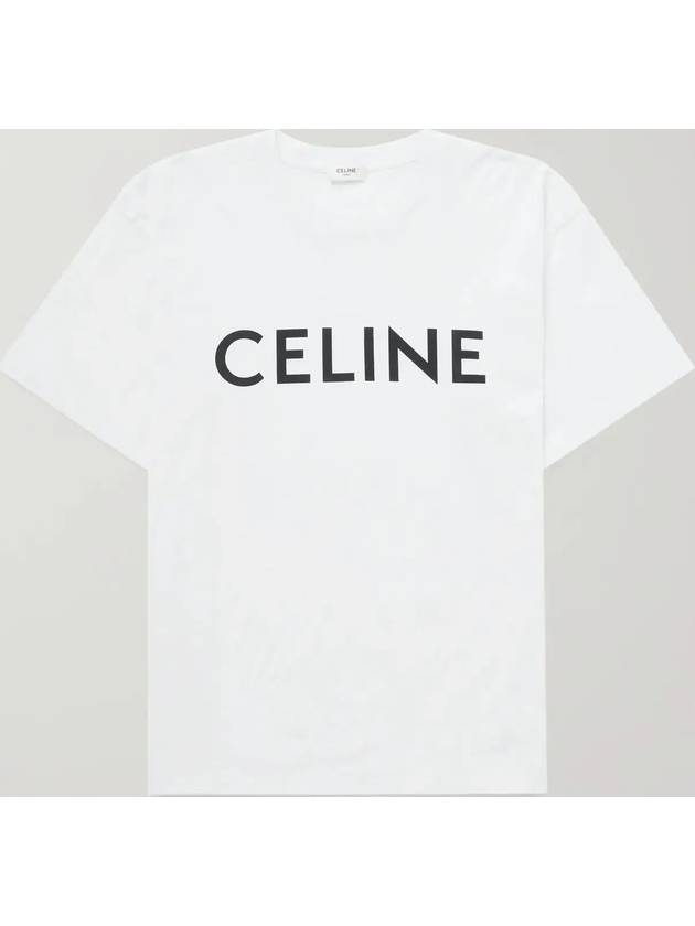 Homme Signature Logo Print Cotton T Shirt White 2X681671Q 01CC - CELINE - BALAAN 1