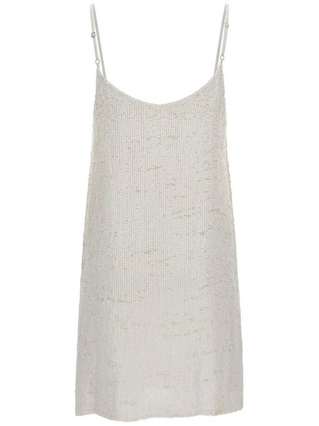 Mini White Dress With All-Over Paillettes In Viscose Woman - P.A.R.O.S.H. - BALAAN 2