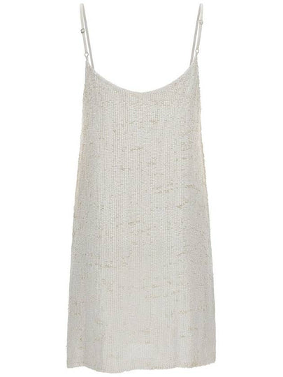 Mini White Dress With All-Over Paillettes In Viscose Woman - P.A.R.O.S.H. - BALAAN 2