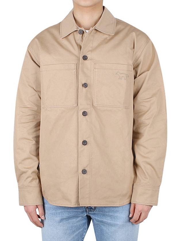 Button Up Shirt Jacket Beige - MAISON KITSUNE - BALAAN 3