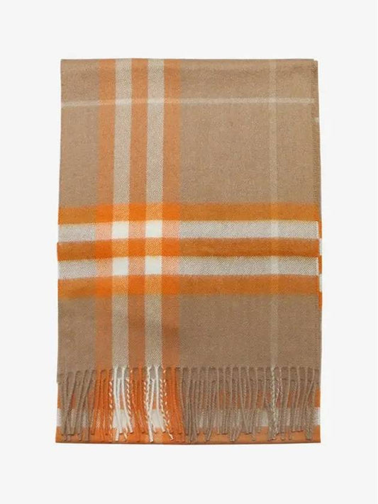 Classic Check Cashmere Scarf Camel Orange - BURBERRY - BALAAN.