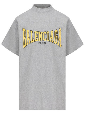 Logo Print Short Sleeve T-Shirt Grey - BALENCIAGA - BALAAN 1