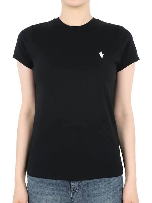 Embroidered Logo Cotton Short Sleeve T-Shirt Black - POLO RALPH LAUREN - BALAAN 3