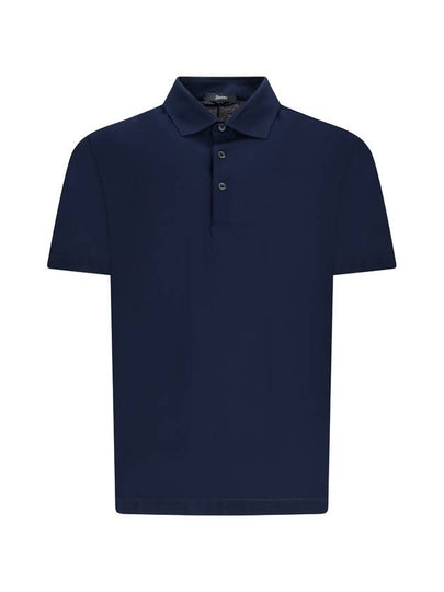 Short Sleeve Cotton Pk Shirt Navy - HERNO - BALAAN 2