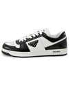 Men's Downtown Triangle Logo Leather Low Top Sneakers White Black - PRADA - BALAAN 2