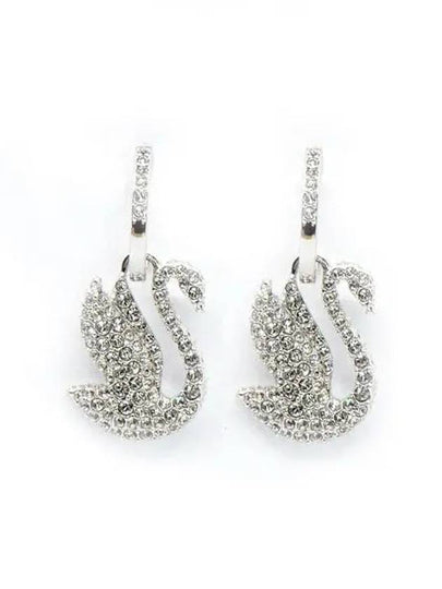 Iconic Swan Crystal Drop Earrings Silver - SWAROVSKI - BALAAN 2