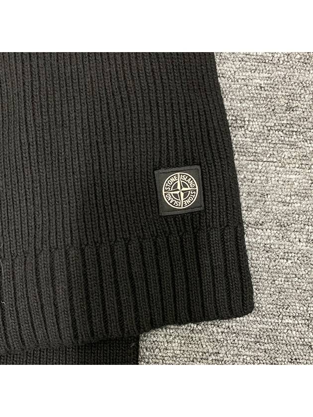 Kid Logo Patch Wool Cashmere Muffler Black - STONE ISLAND - BALAAN 4