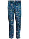 Blue Satin Cocktail Print Trousers - SUNNEI - BALAAN 2