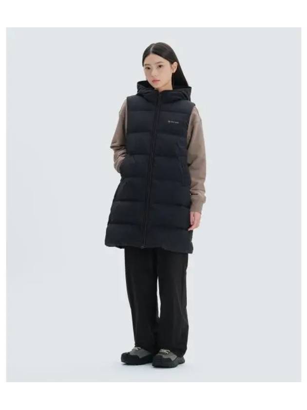 Women s Hooded Mid length Lightweight Down Vest Black S24WWGDV65 - SNOW PEAK - BALAAN 1