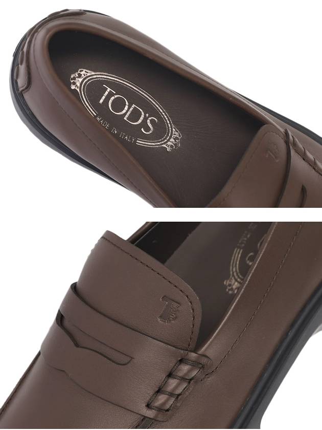 Men's Leather Penny Loafers Dark Brown - TOD'S - BALAAN.