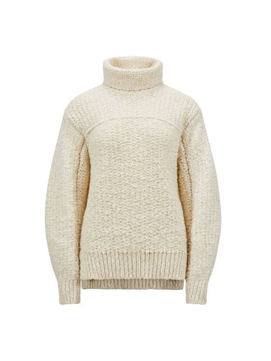 Polo Neck Wool Blend Knit Top Cream - MONCLER - BALAAN 1