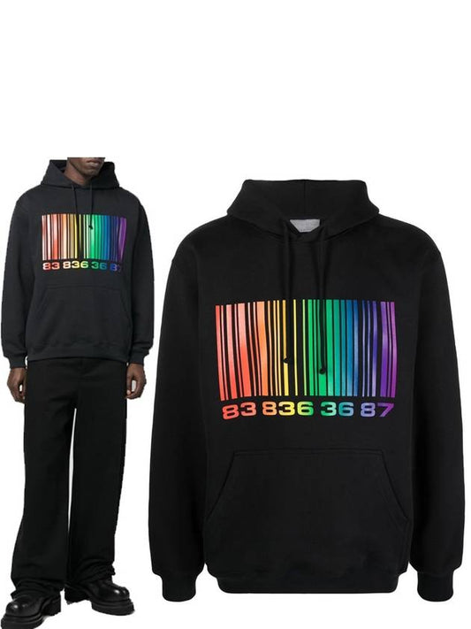 Rainbow Big Barcode Print Hooded Black - VETEMENTS - BALAAN.