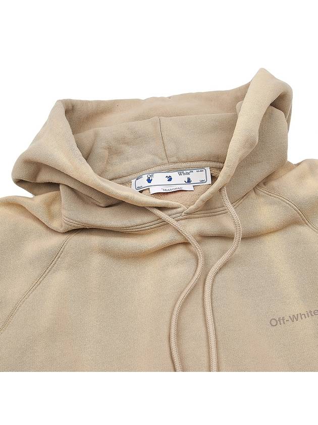 Logo Print Drawstring Hoodie Beige - OFF WHITE - BALAAN 8